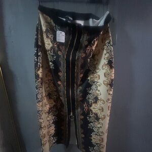 Fashion Nova Black and Gold Baroque Pencil Skirt